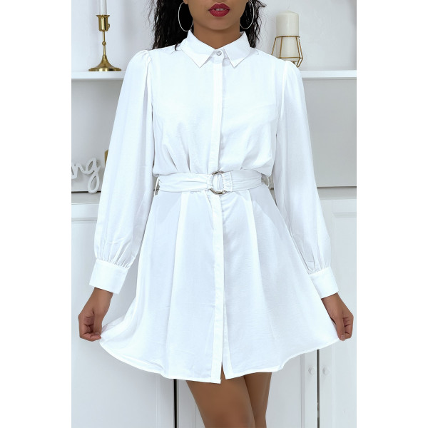 Robe chemise blanche boutonné avec ceinture - 5