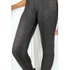 Legging jacquard noir transparent à l'avant et simili à l'arrière - 4