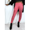 Legging fuchsia effilé à l'avant et doublé en dentelle - 2