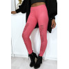 Legging fuchsia effilé à l'avant et doublé en dentelle - 3