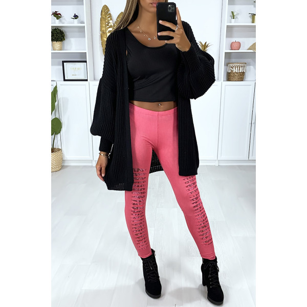 Legging fuchsia effilé à l'avant et doublé en dentelle - 6