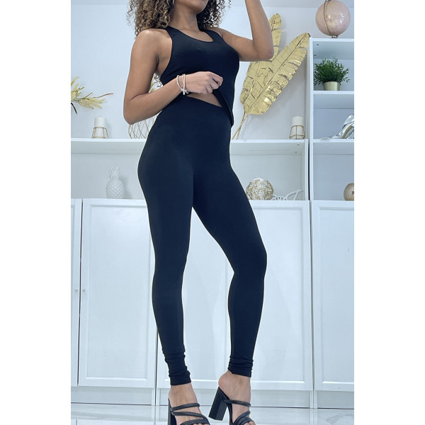 Ensemble legging et top fitness noir - 2