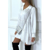 Robe chemise blanche satinée à volant - 4