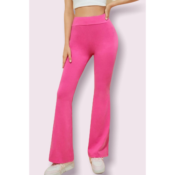 Pantalon moulant évasé rose - 2