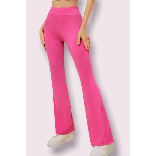 Pantalon moulant évasé rose - 3