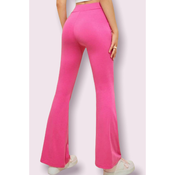 Pantalon moulant évasé rose - 4