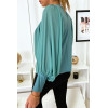 Jolie blouse turquoise à manches drapées - 6