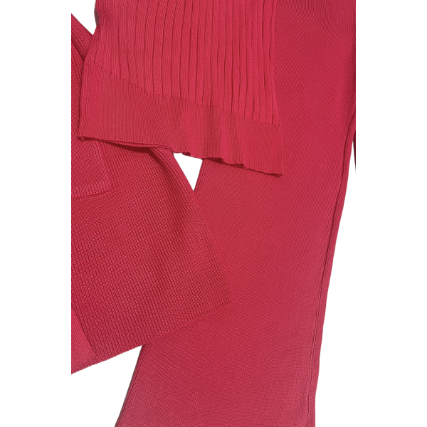 Ensemble 3 pièces gilet débardeur et pantalon palazzo fuchsia  - 6