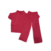 Ensemble pull col roulé tombant over size et palazzo fuchsia - 1