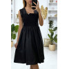 Robe patineuse noir évasé avec perles et élastiques au buste - 4