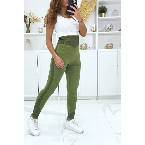 Legging de sport effet push up sans couture kaki - 2