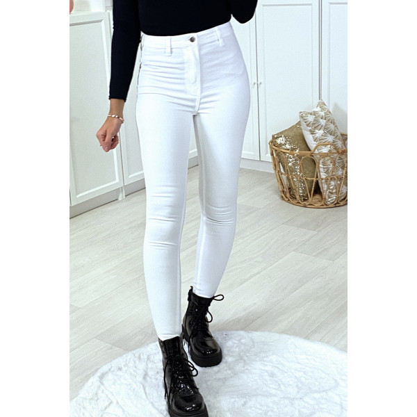 Jeans slim blanc stretch taille haute - 1