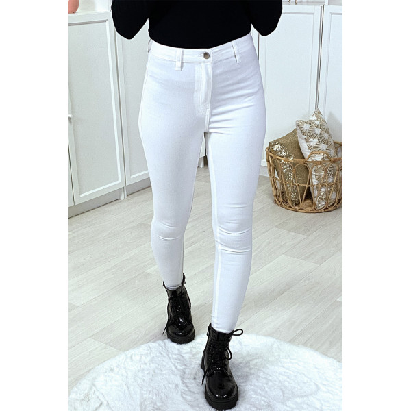 Jeans slim blanc stretch taille haute - 4