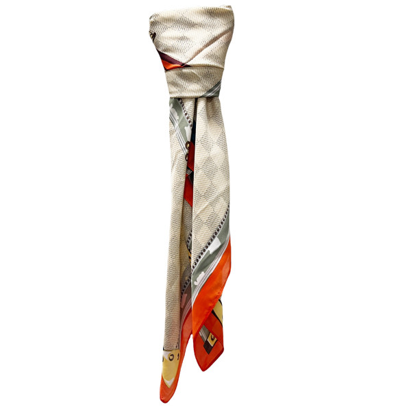 Foulard en soie orange imprimé - 1