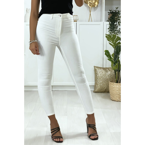 Jeans slim en blanc avec poches à l'arrière - 1