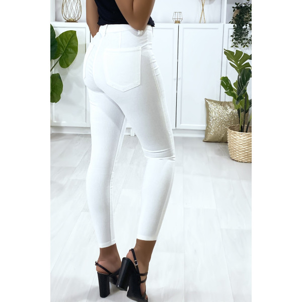 Jeans slim en blanc avec poches à l'arrière - 6