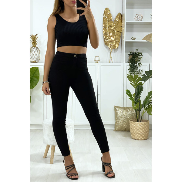 Jeans slim en noir avec poches à l'arrière - 4