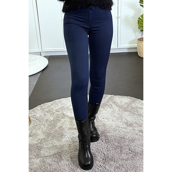 Jean slim bleu marine stretch avec poches arrière - 3