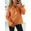 Blouse à motif orange avec volant à l'avant - 1