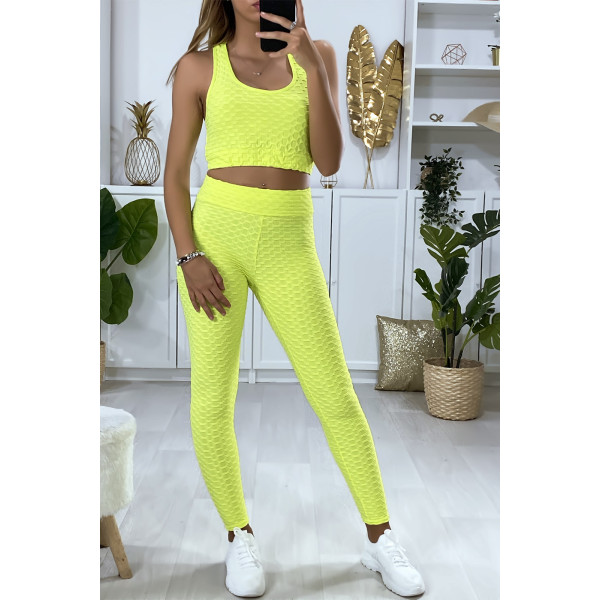 Ensemble legging et top push up jaune - 1