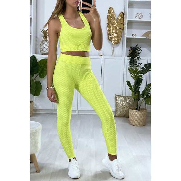 Ensemble legging et top push up jaune - 2