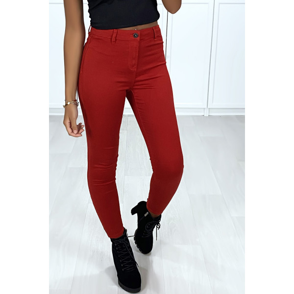 Jeans slim rouge très extensible avec poches à l'arrière - 3