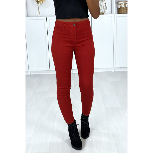 Jeans slim rouge très extensible avec poches à l'arrière - 5