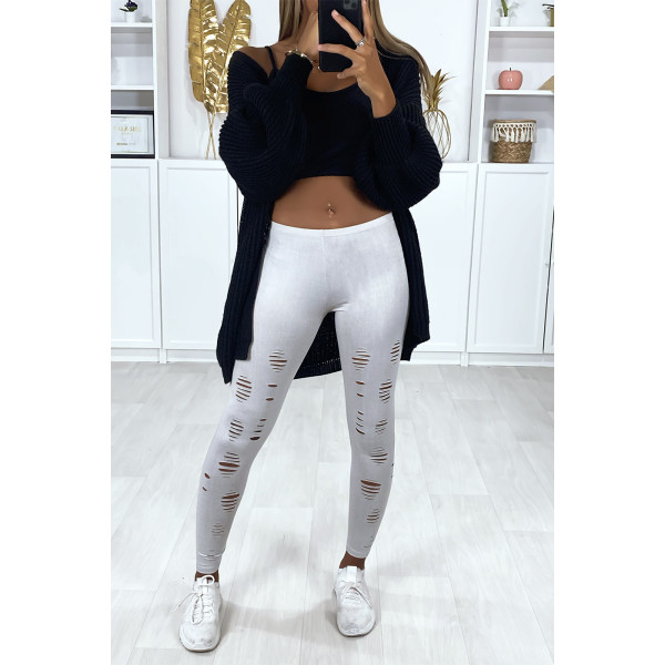 Legging gris matière brillant et extensible effilé à l'avant - 3