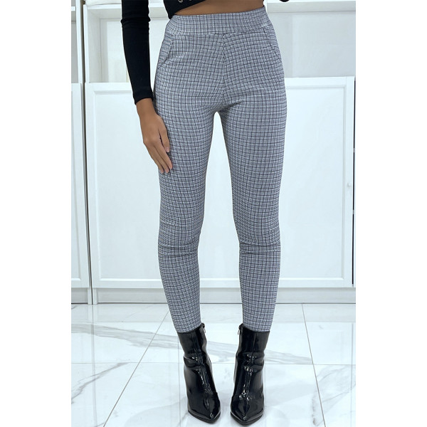 Pantalon slim bleu avec poches et joli motif pied de poule - 2