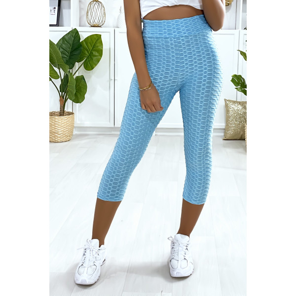 Legging corsaire Push Up turquoise très fashion - 1