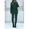 Ensemble pull col v à ceinture et pantalon vert en tricot, très chaud pour l'hiver - 2