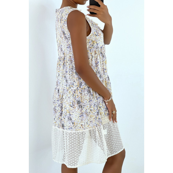 Robe d'été bleue à imprimé coloré et crochet style bohème - 9