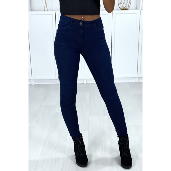 Jeans slim bleu marine très extensible avec 5 poches - 2