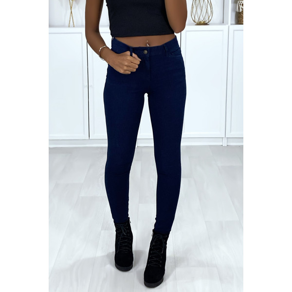 Jeans slim bleu marine très extensible avec 5 poches - 3