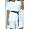 Ensemble T-shirt et cycliste blanc avec ceinture - 1