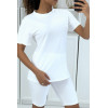 Ensemble T-shirt et cycliste blanc avec ceinture - 3