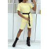 -Ensemble T-shirt et cycliste jaune avec ceinture - 1