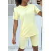 -Ensemble T-shirt et cycliste jaune avec ceinture - 3