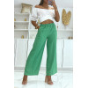 Pantalon palazzo vert léger et confortable - 1