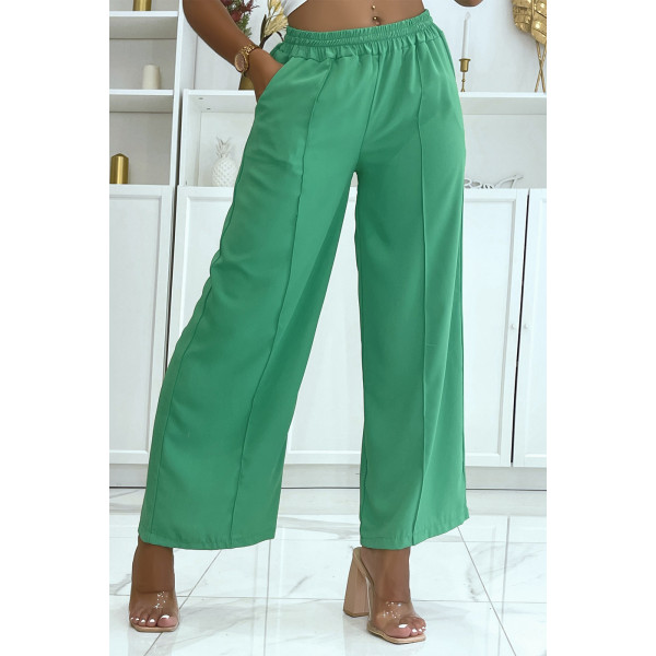 Pantalon palazzo vert léger et confortable - 2