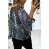 Blouse motif leopard gris avec dentelle au buste - 4