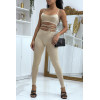 Ensemble moulant beige avec crop top à lacets - 2