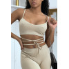 Ensemble moulant beige avec crop top à lacets - 5