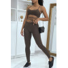 Ensemble moulant marron avec crop top à lacets - 2