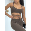 Ensemble moulant marron avec crop top à lacets - 5