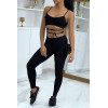 Ensemble moulant noir avec crop top à lacets - 3