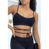 Ensemble moulant noir avec crop top à lacets - 5