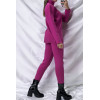 Ensemble pull col roulé over size et jegging en maille côtelé extensible fuchsia - 4