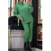 Ensemble pull col roulé over size et jegging en maille côtelé extensible vert - 1