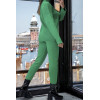 Ensemble pull col roulé over size et jegging en maille côtelé extensible vert - 2